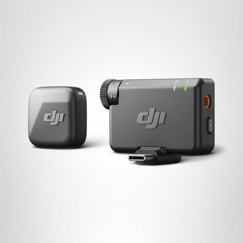 DJI Mic Mini (1 TX + 1 RX), Wireless Lavalier Microphone for iPhone/Camera/Android, Ultralight, Detail-Rich Audio, Noise Cancelling, Automatic Limiting, Vlog, Streaming, 400m Transmission