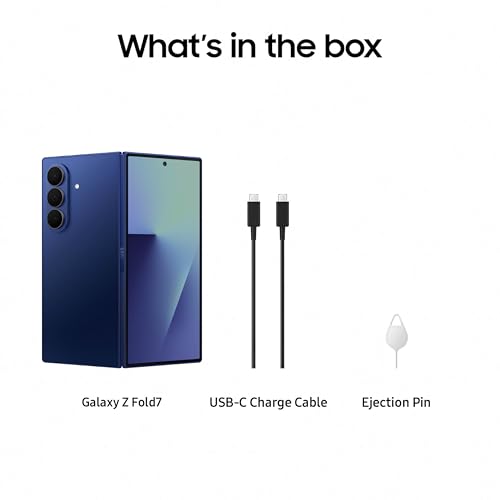 Samsung Galaxy Z Fold7 Cell Phone, 256GB AI Smartphone, Unlocked Android, AI Photo Edits, Large Screen, Long Battery Life, 2025, US 1 Yr Manufacturer Warranty, Blue Shadow