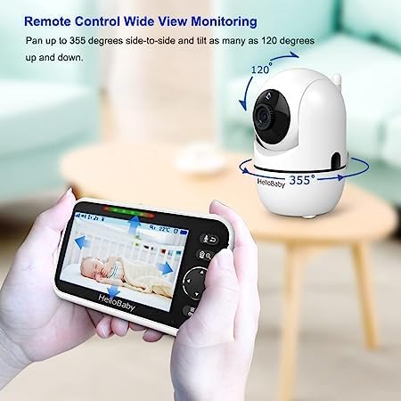 HelloBaby 5" Baby Monitor with 30-Hour Battery, 2 Cameras