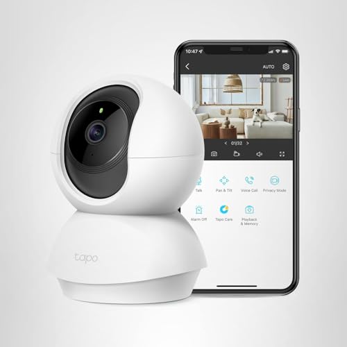 Tapo TP-Link 2K Pan Tilt Security Camera for Baby Monitor, Dog Camera w/Motion Detection, 2-Way Audio Siren, Night Vision, Cloud &SD Card Storage (Up to 256 GB), Works with Alexa & Google Home (C210)