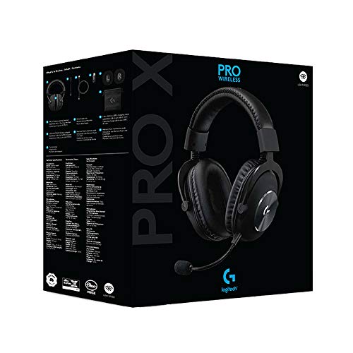 Logitech G PRO X Wireless Lightspeed Gaming Headset with Blue VO!CE Mic Filter Tech, 50 mm PRO-G Drivers, and DTS Headphone:X 2.0 Surround Sound, 20+ Hour Battery Life - Black