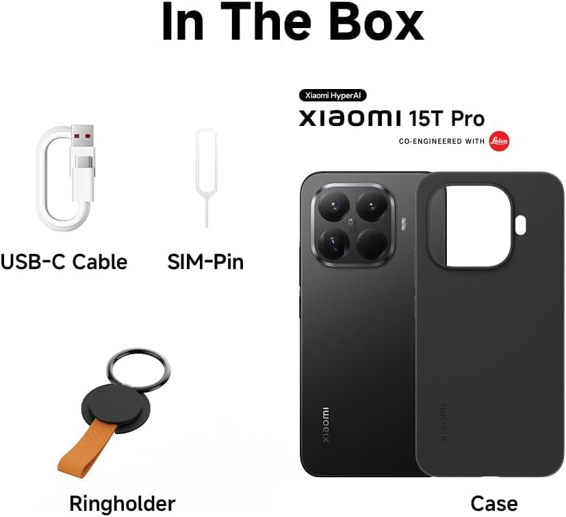 XIAOMI 15T PRO Ai 5G (Compatible with Tmobile Mint Tello & Global) (512GB + 12GB) NFC Global ROM Unlocked 50MP Triple Pro Leica Cam eSIM 6.83" 144Mhz Model 2506BPN68G Liberado (Black)