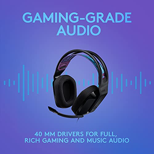 Logitech G335 Wired Gaming Headset, with Flip to Mute Microphone, 3.5mm Audio Jack, Memory Foam Earpads, Lightweight, Compatible with PC, PlayStation, Xbox, Nintendo Switch/Switch 2 - Black