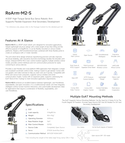 Desktop Robotic Arm Kit with ESP32, 4-DOF, High-Torque Servo
