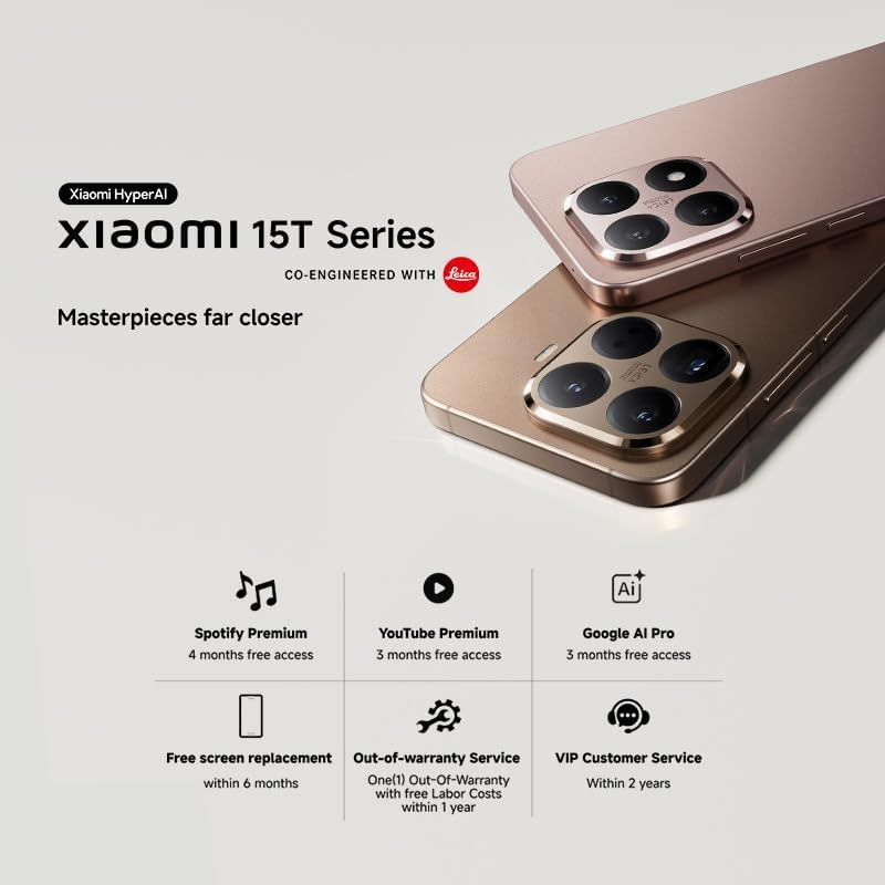 XIAOMI 15T PRO Ai 5G (Compatible with Tmobile Mint Tello & Global) (512GB + 12GB) NFC Global ROM Unlocked 50MP Triple Pro Leica Cam eSIM 6.83" 144Mhz Model 2506BPN68G Liberado (Black)