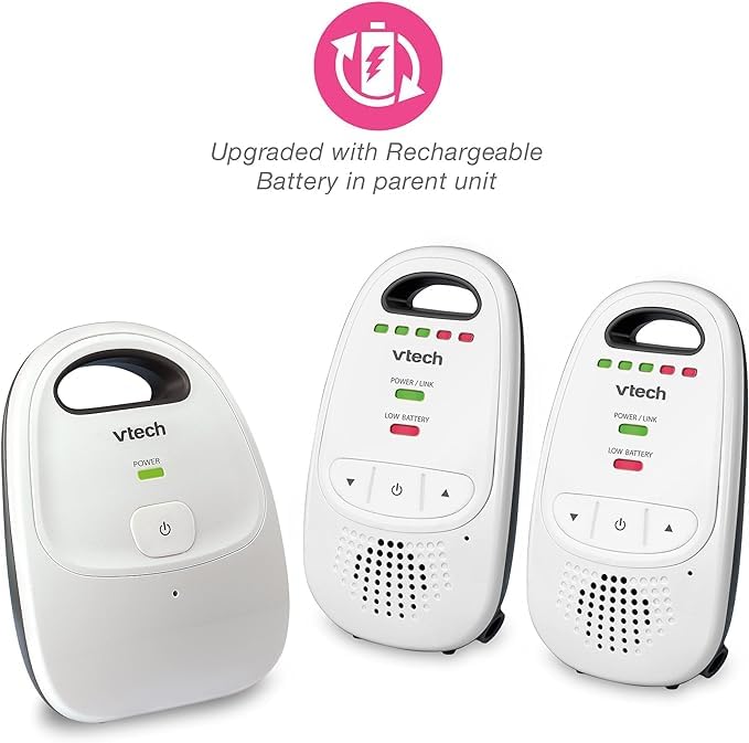 VTech Upgraded Baby Monitor with Rechargeable Battery, Long Range, Crystal-Clear Sound, and Alerts