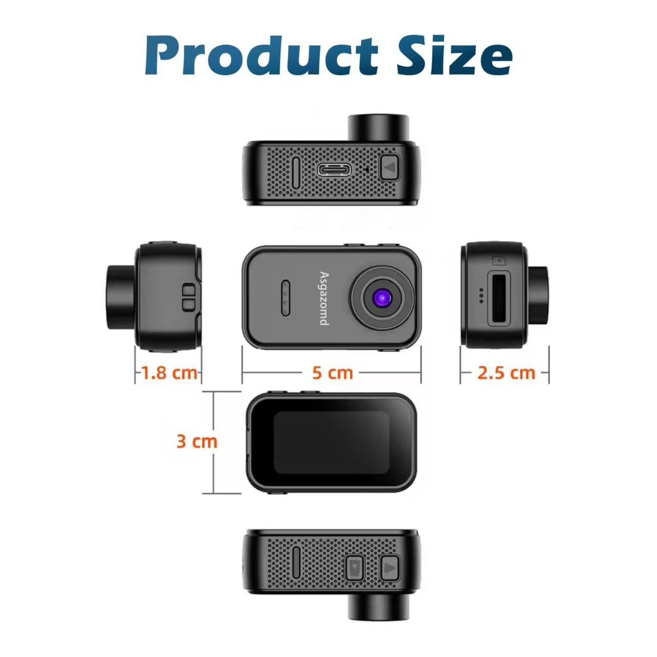 Asgazomd Thumb Action Camera,Sports Camera,Tiny Size,1080P, Hands Free POV Recording with Portable Camcorder Mount Anywhere for Pet Walking, Work, Cycling,Travel (Black, 64GB)