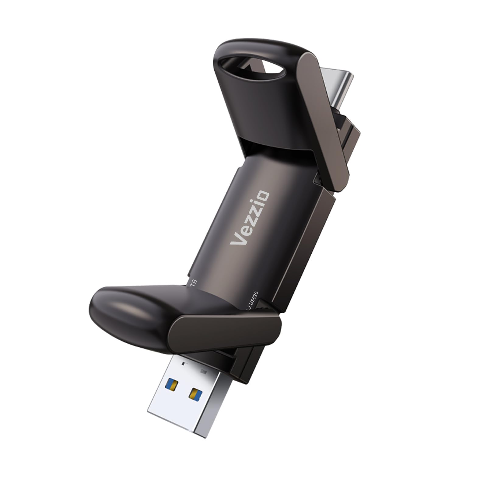 External SSD Vezzio USB Drive Speed up to 1000MB/s Thumb Drive, USB 3.2 Gen2+Type C Dual Port Portable SSD, USB Memory Stick for iPhone17,16,15 Series/MacBook/Android Phone/Audio