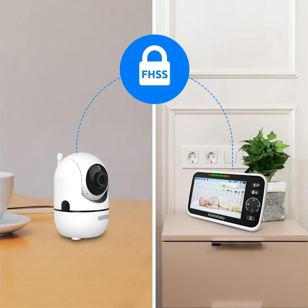 HelloBaby 5" Baby Monitor with 30-Hour Battery, 2 Cameras