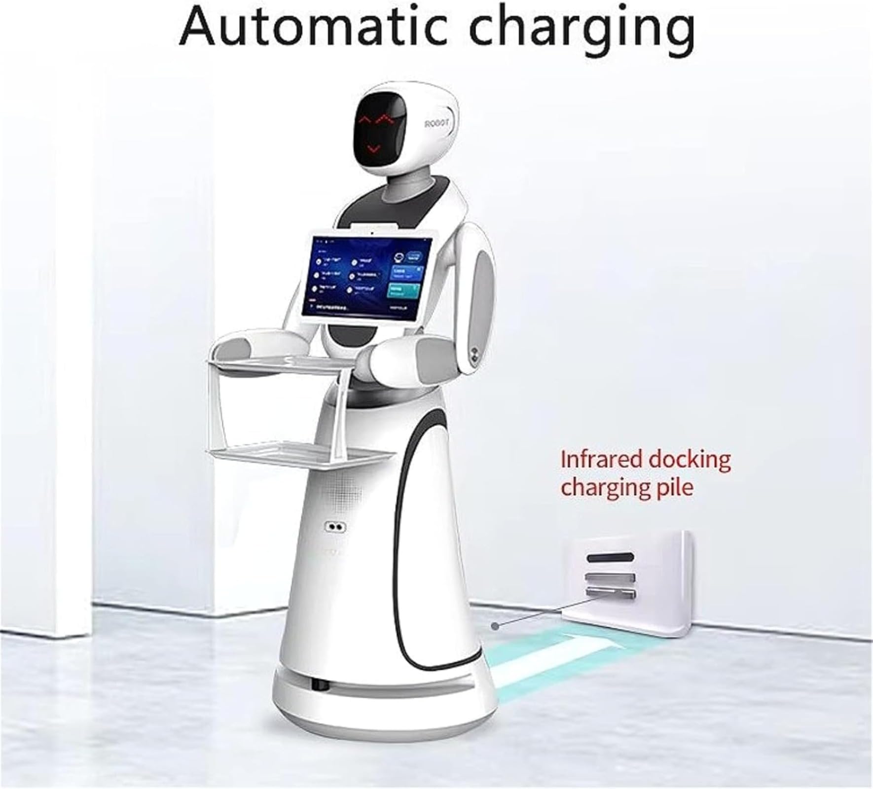 AI Food Delivery Robot, Smart Restaurant Service Robot with Autonomous Navigation and Multi-Order Delivery, Touchscreen Interface for Hotels Cafeterias and Food Courts