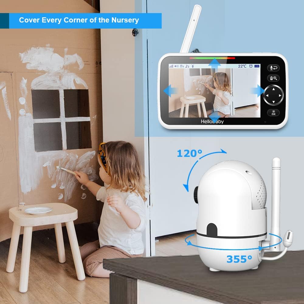WiFi Olmayan Körpə Monitoru 5" Ekran Pan-Tilt-Zoom Kamera ilə
