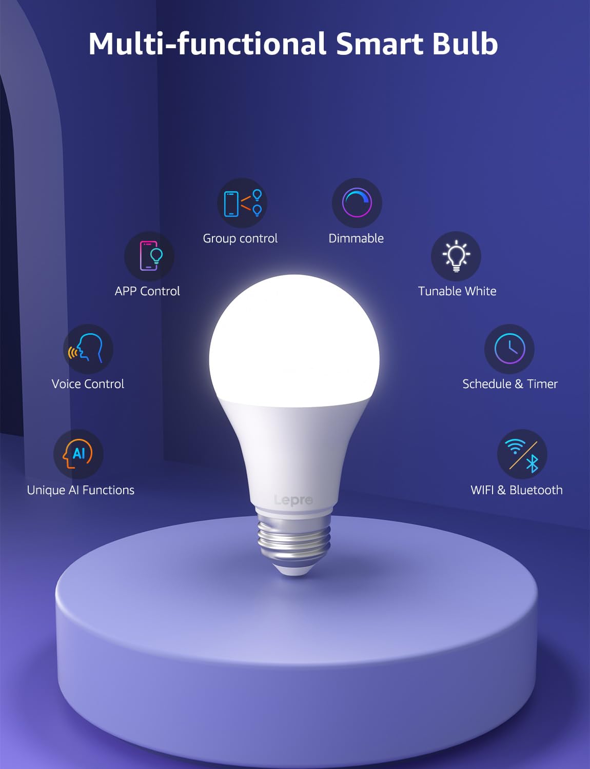 AI Smart Bulbs: Personalized RGBWW WiFi & Bluetooth Lights