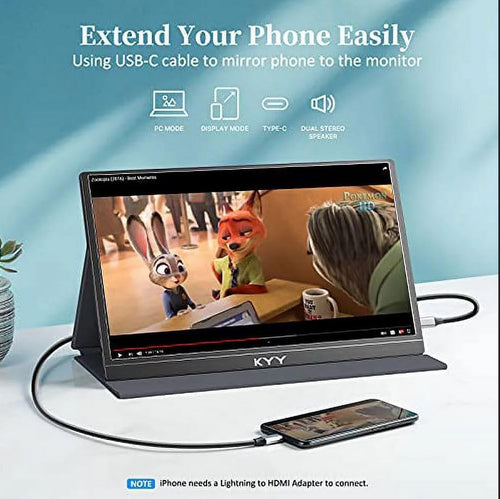 15.6" 1080P FHD Portable IPS Monitor USB-C HDMI HDR