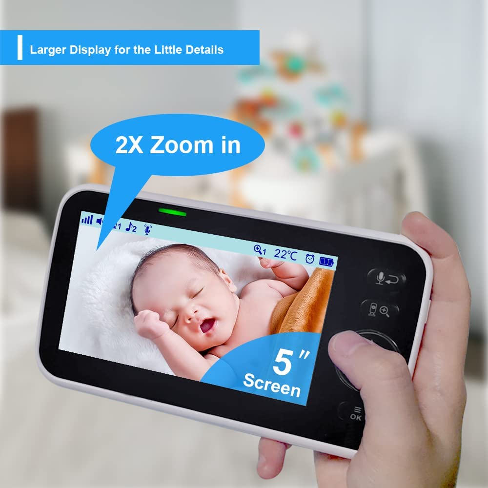 WiFi Olmayan Körpə Monitoru 5" Ekran Pan-Tilt-Zoom Kamera ilə