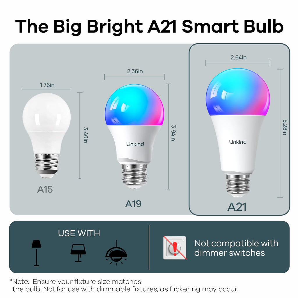 Matter Smart Bulb, 1600LM Color-Changing Light