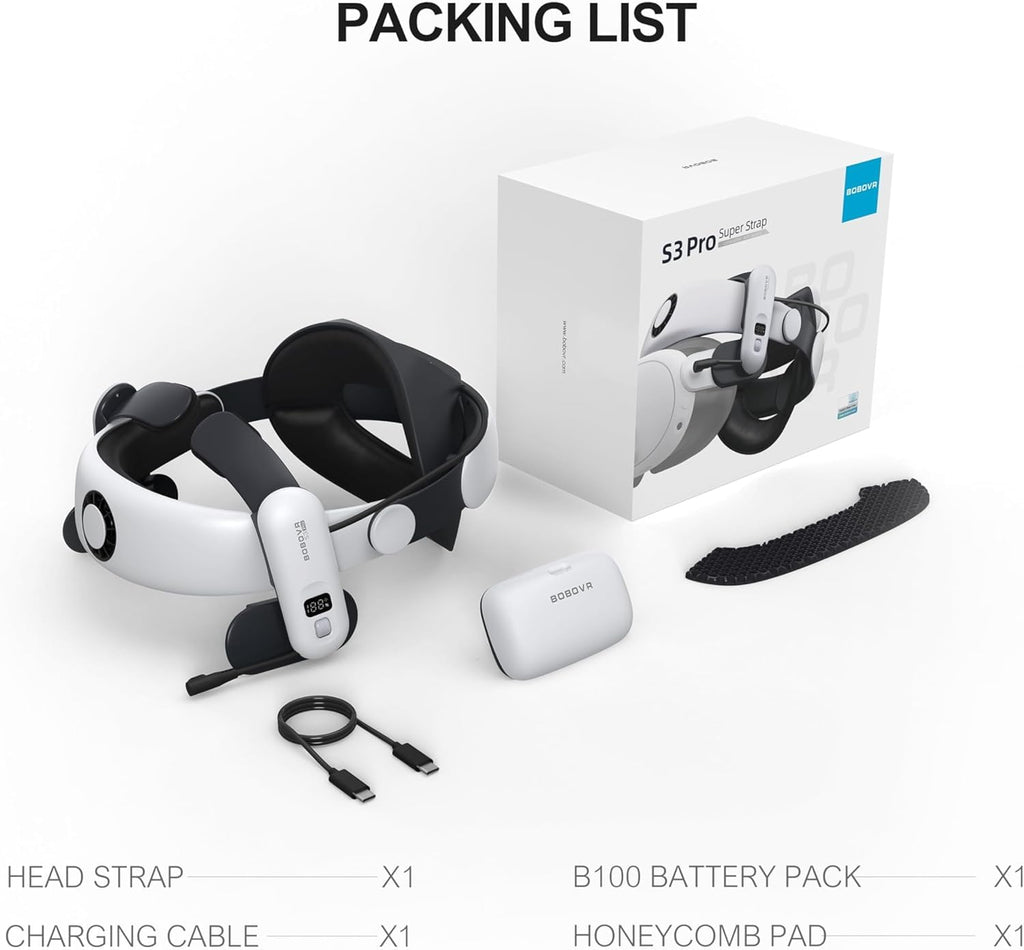 VR Headset Air Cooling Battery Strap with 10000mAh Hot-Swappable