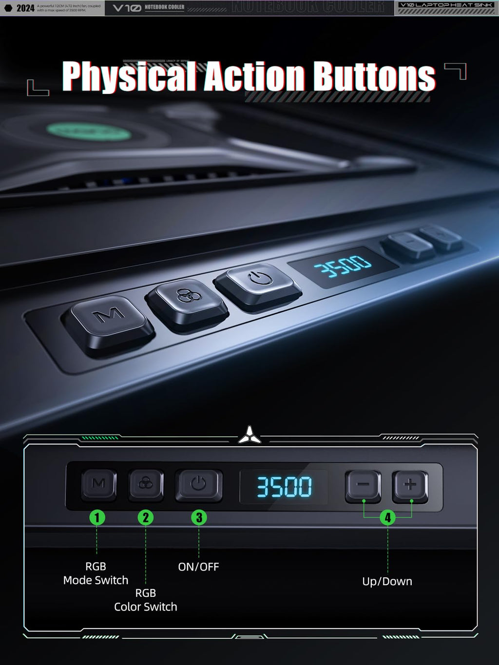 Base Enfriadora para Laptop Gaming V10 con Ventilador Turbo