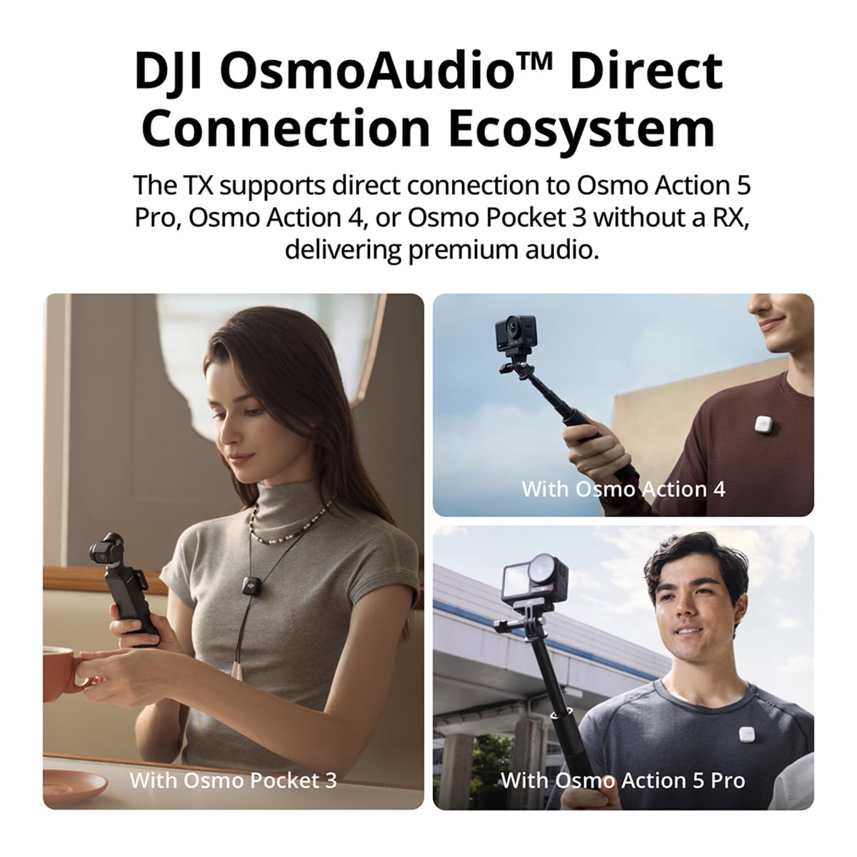 DJI Mic Mini (1 TX + 1 RX), Wireless Lavalier Microphone for iPhone/Camera/Android, Ultralight, Detail-Rich Audio, Noise Cancelling, Automatic Limiting, Vlog, Streaming, 400m Transmission