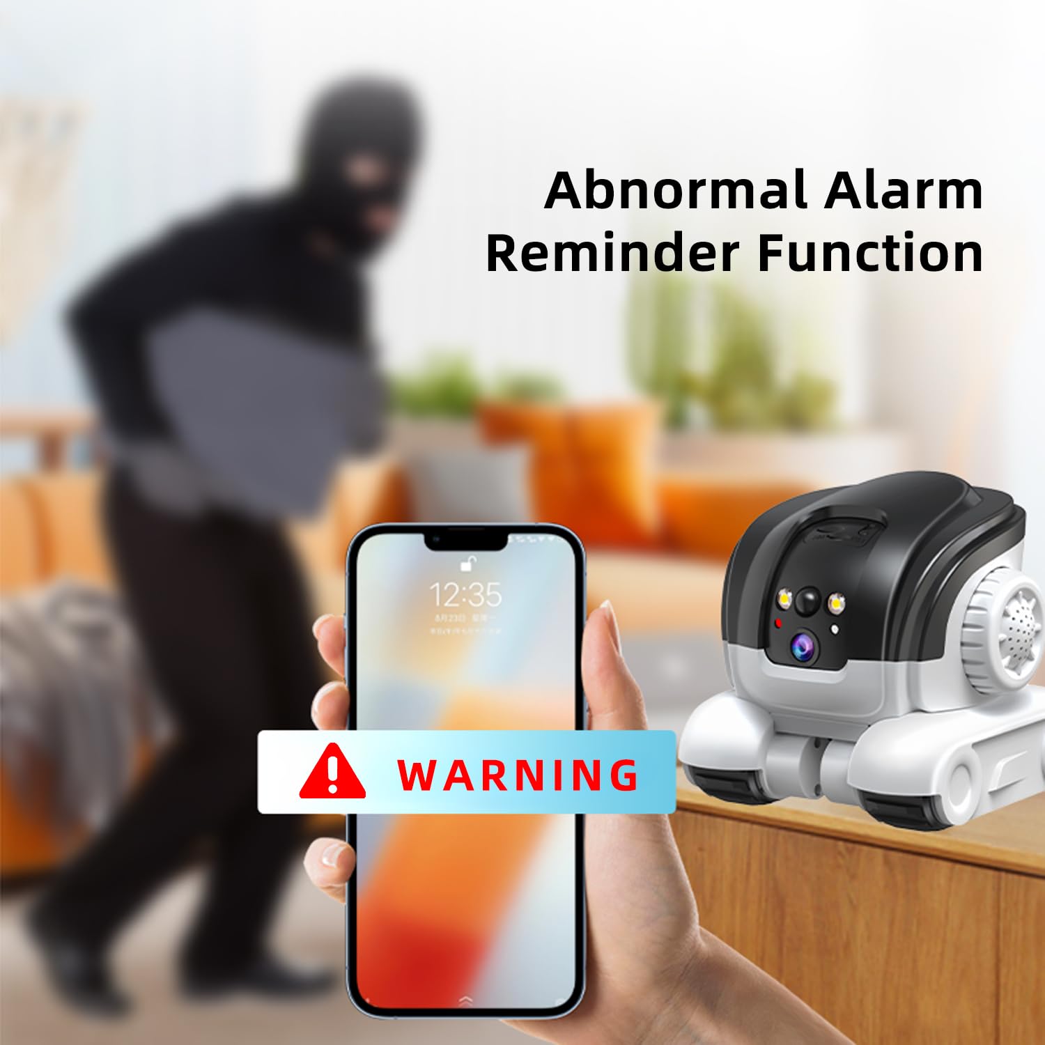 AEZ Robot Camera on Wheels 1080P Dual Lens,Security Indoor Camera with 2-Way Talk,Blinky Bot with Night Vision, Distance Bot 5200mAh Battery & App Control for Cats/Dogs/Baby/Elderly (SD/Cloud Storage)