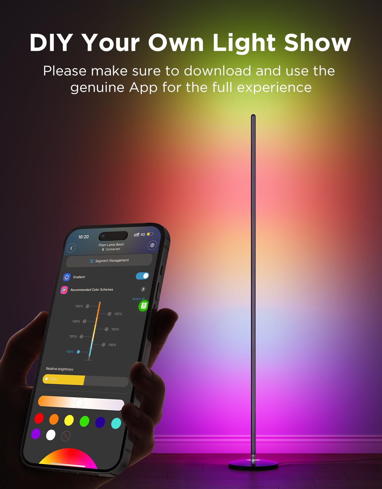 Smart RGBIC Corner Floor Lamp with App Control 1000lm