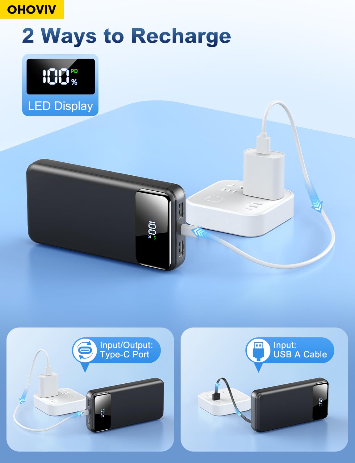 OHOVIV Portable Charger Power Bank 50000mAh Battery Pack, 22.5W Fast Charging