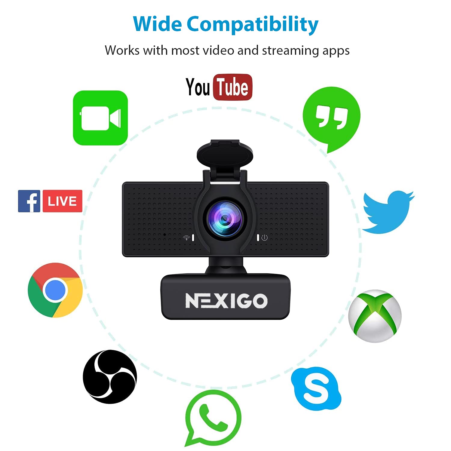 NexiGo N60 1080P Webcam with Microphone, Software Control & Privacy Cover, USB HD Computer Web Camera, Plug and Play, for Zoom/Skype/Teams, Conferencing and Video Calling