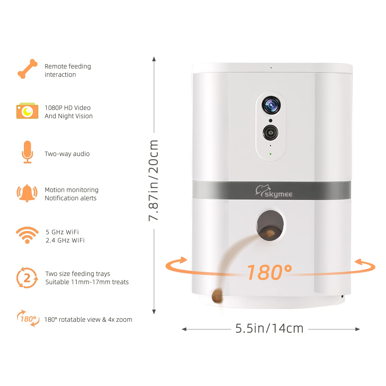 Pet Camera with Treat Dispenser 5G WiFi Petalk AI