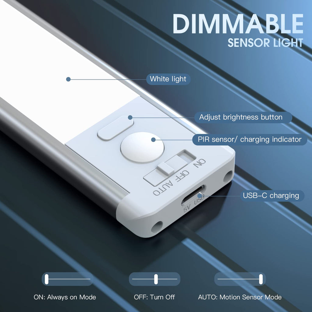 Luz con sensor de movimiento recargable para bajo gabinete