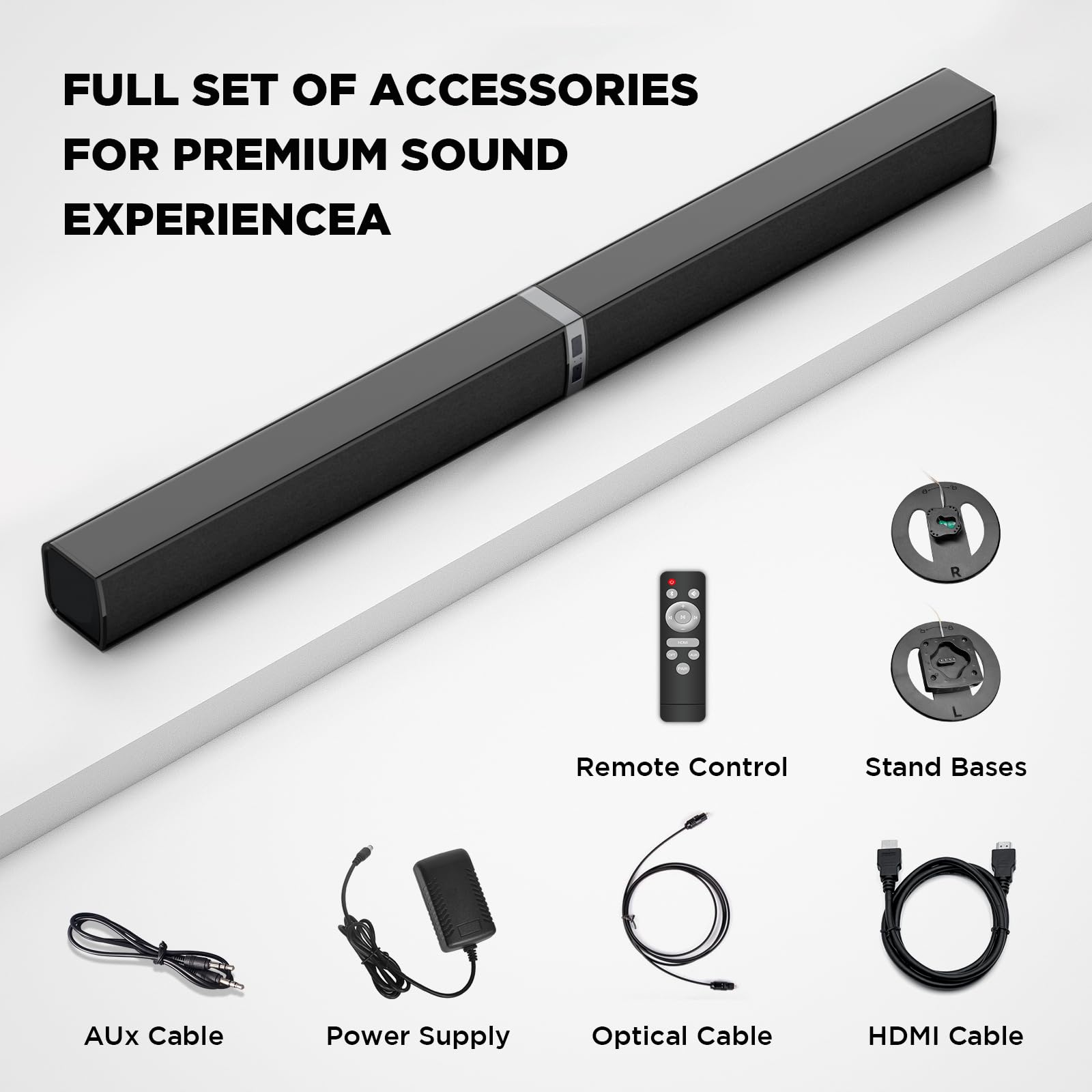Barra de Sonido Bluetooth Desmontable de 80W para Smart