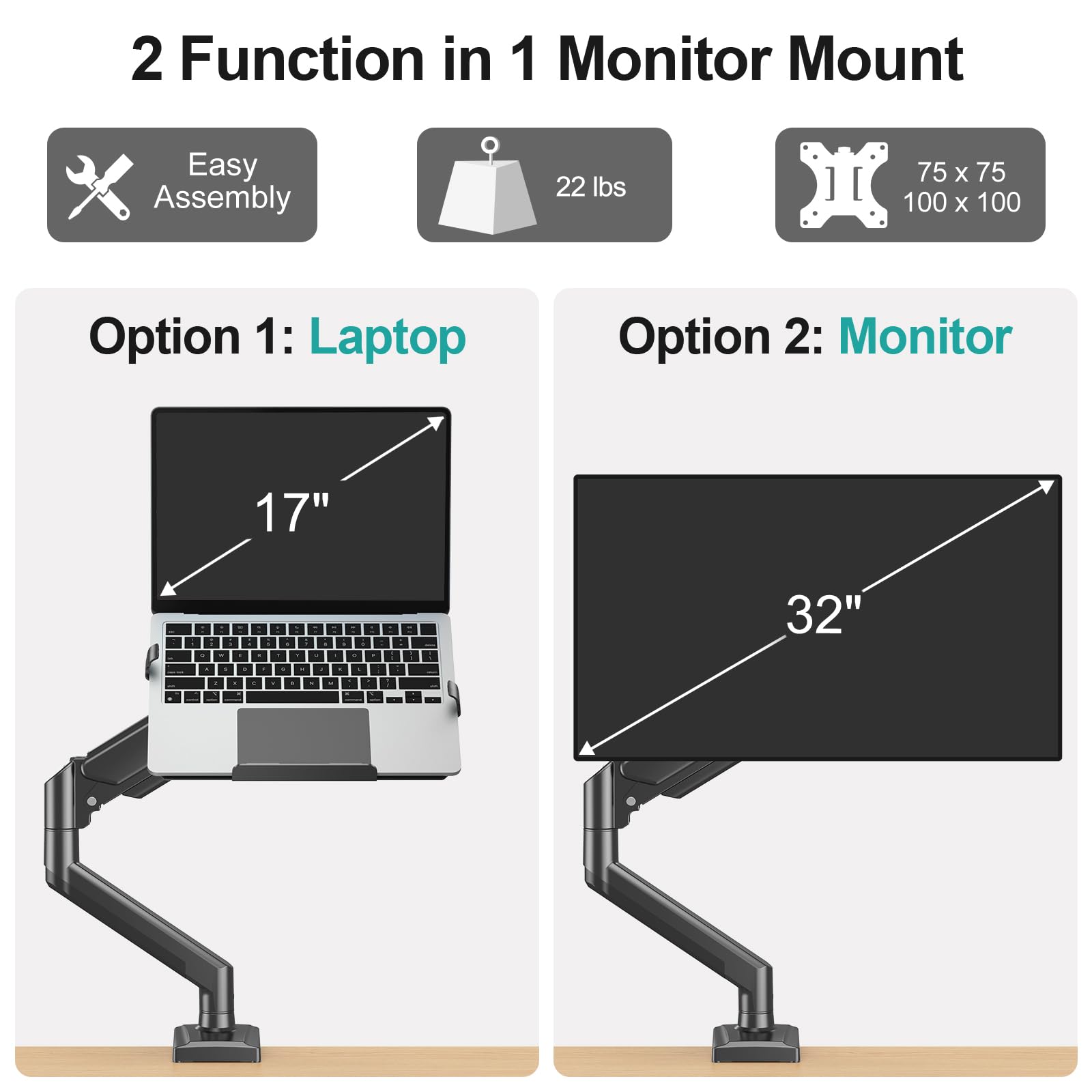 Soporte de Escritorio para Monitor y Portátil 2 en