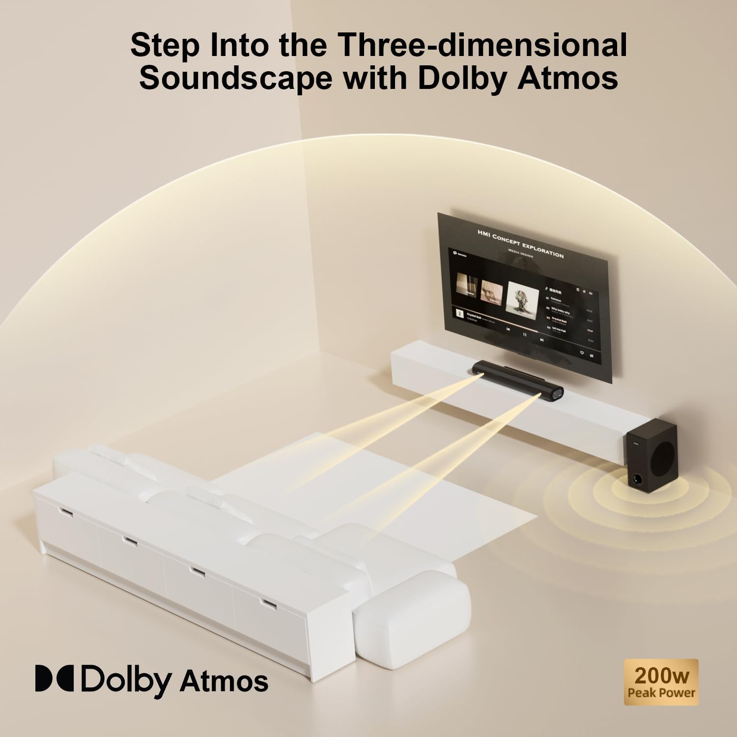 Barra de Sonido Dolby Atmos 250W 2.1ch para Smart