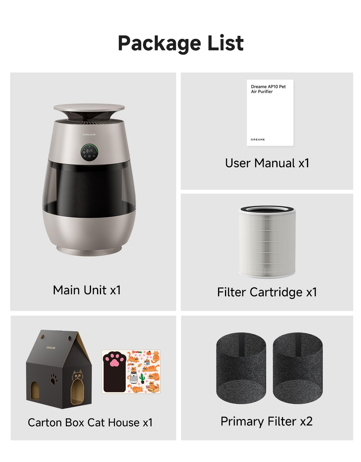 ‌Dreame Pet Air Purifier, Cleans 5,386 ft² in One Hour, 1,346 ft² for Home Large Room, NeverChange 5.4-Year Filters for Odor Purification, 360° Visual Collection of Hair, ‌Pet-Friendly Design, Glod