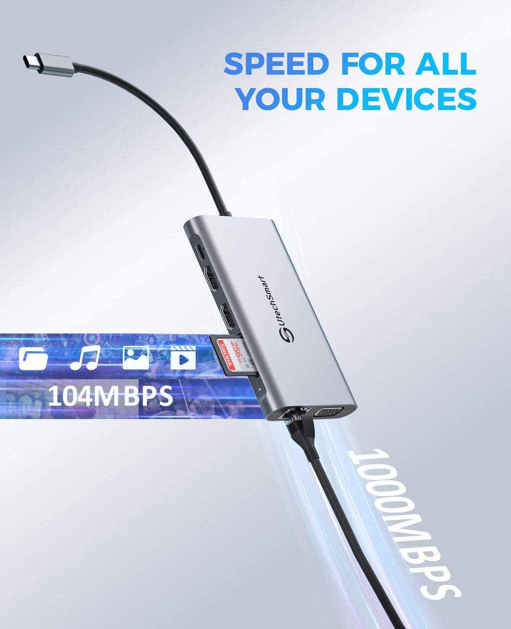 Estación de Acoplamiento USB C 11 en 1, Monitor