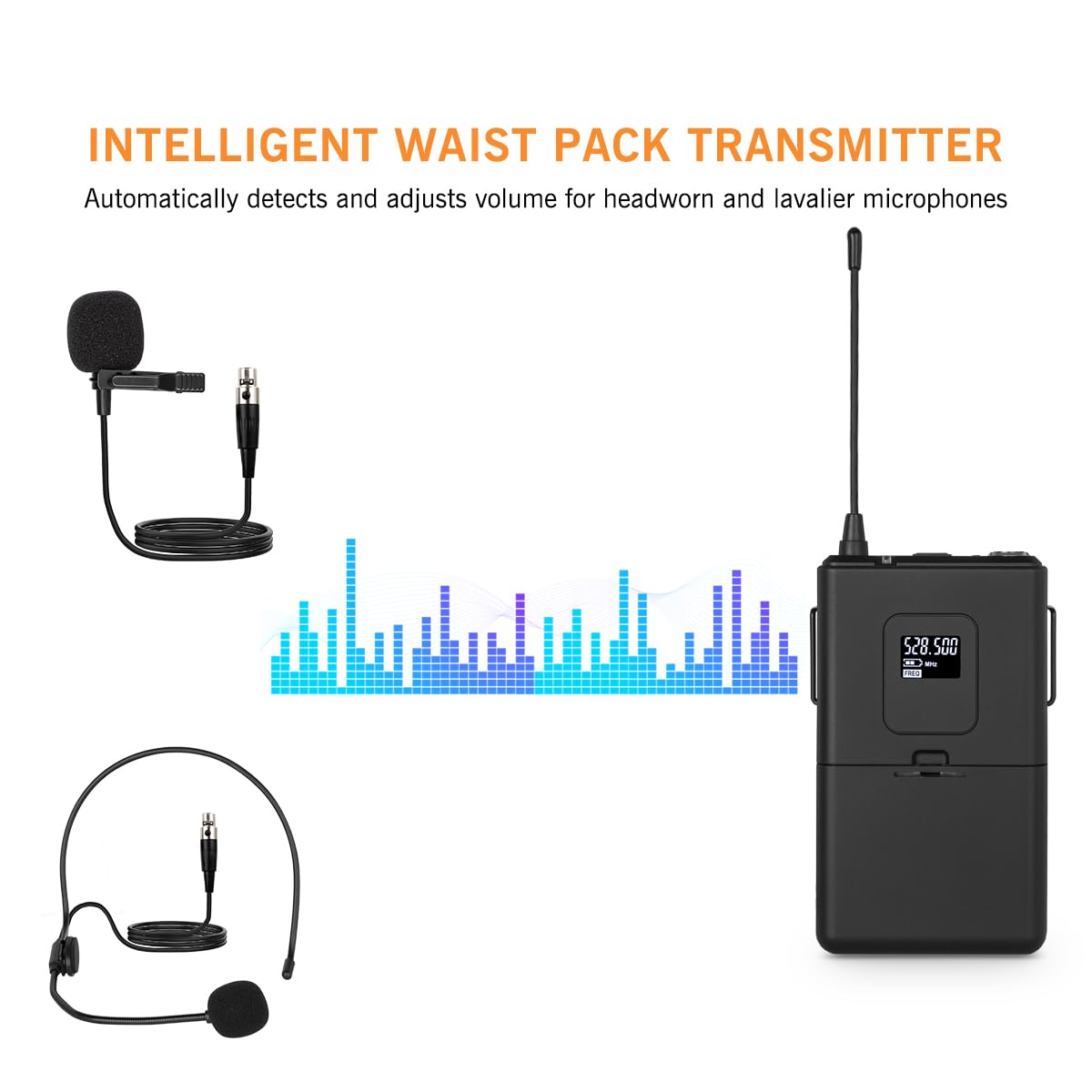 Hiberr Wireless Microphone System, 4 Channels Adjustable UHF Wireless Microphone Metal Shell Vocal Wireless Mic for Church, Party, Singing, SpeechYU-E40HB Cordless Microphone