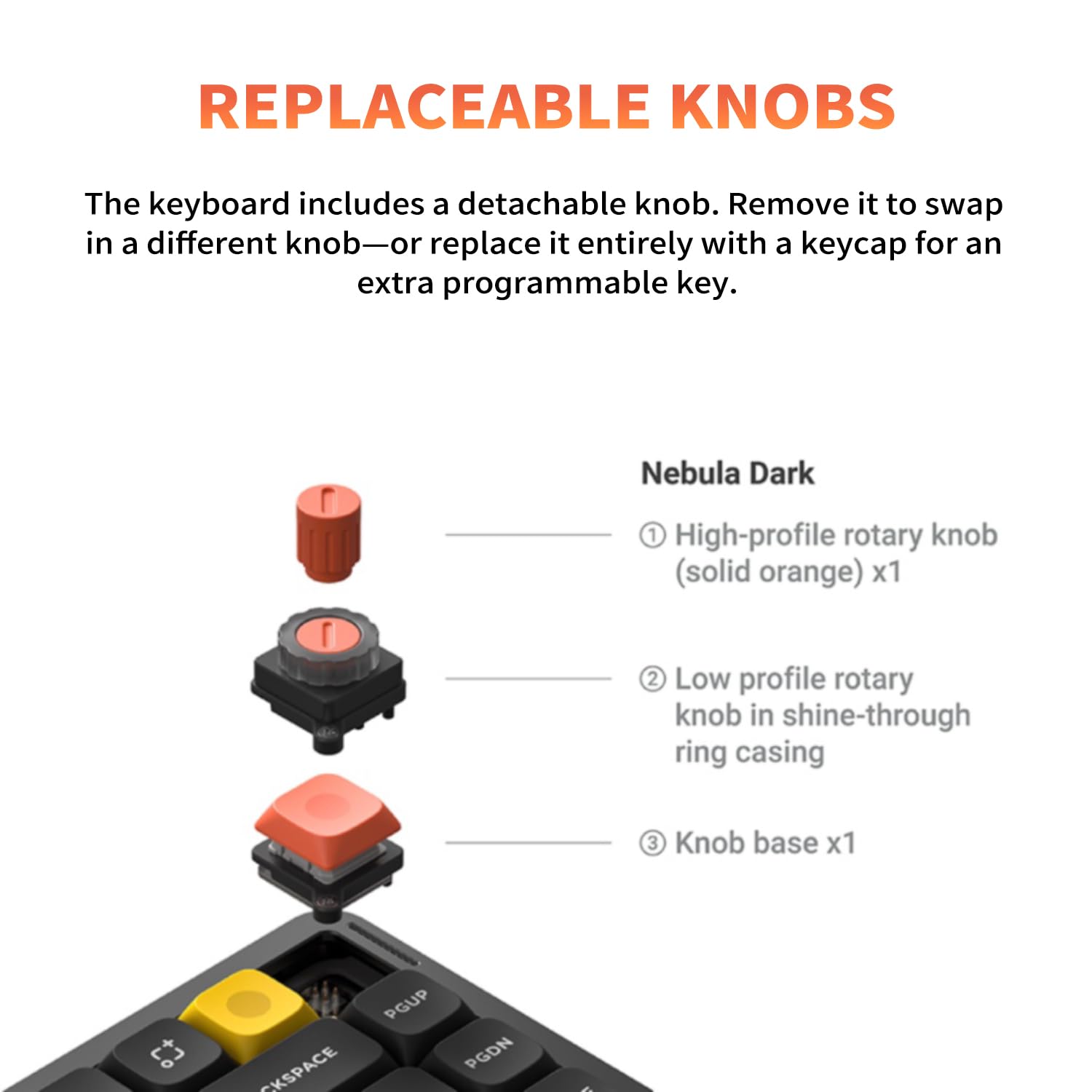 nuphy Air75 V3 Hot Swappable Wireless Mechanical Keyboard, 84 Keys 75% Custom Low Profile Keyboard with Knob, RGB Backlit, Gasket Mounted, Support Bluetooth/2.4GHz/USB-C,Black-Blush Nano