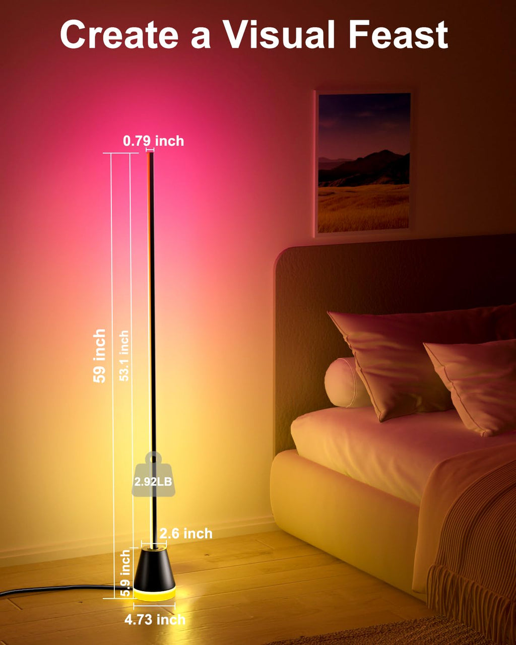 Smart RGB Corner Floor Lamp with 172 LEDs