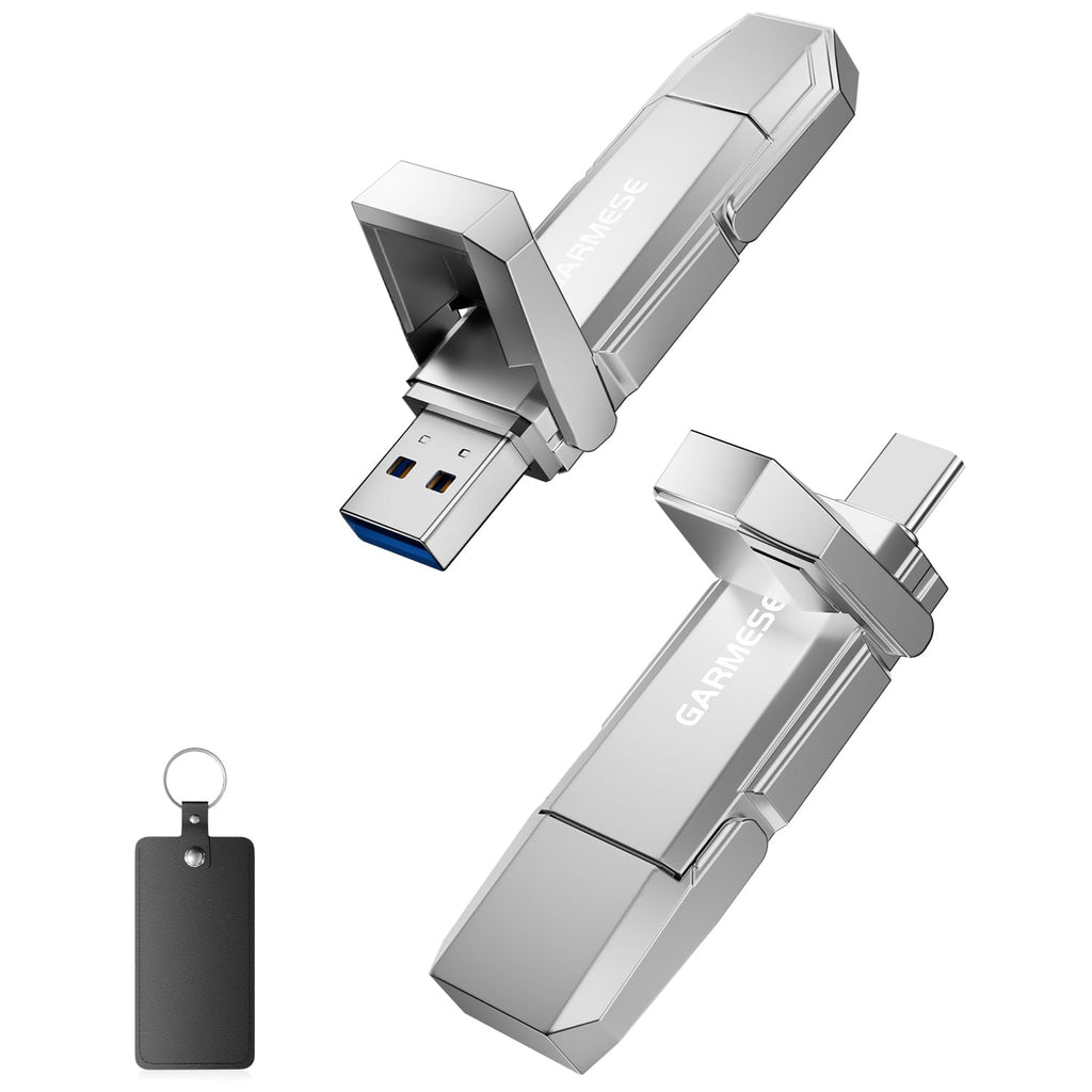 GARMESE 128GB USB C Flash Drive Up to 450MB/s USB 3.2 Solid State Drive 2-in-1 Dual Flash Drive Data Storage Portable External SSD for iPhone 17/16 /15 Series Smartphone Tablet Computer Game Console