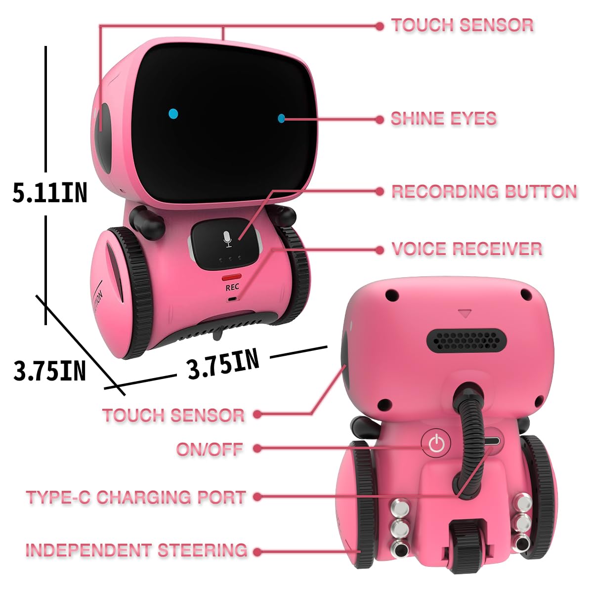 98K Robot Toys for Girls and Boys Rechargeable, Touch and Voice Control Robots Interactive Talking Smart Partner and Teacher with Singing, Dancing, STEM Toy Gifts for Kids Age 3 and Up