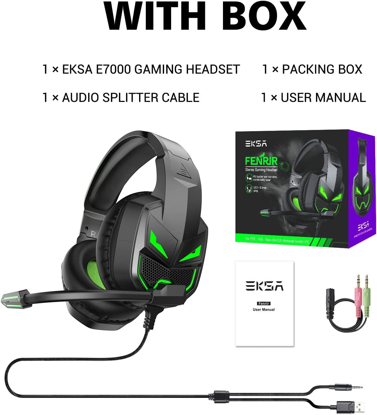 EKSA Fenrir S Gaming Headset for Xbox PS5 PC Switch