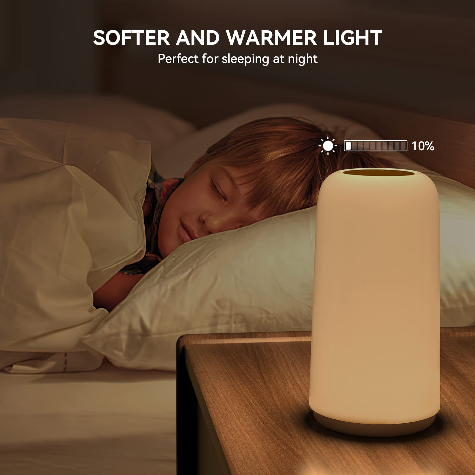Schlanke RGB Touch Nachttischlampe mit dimmbarem Licht