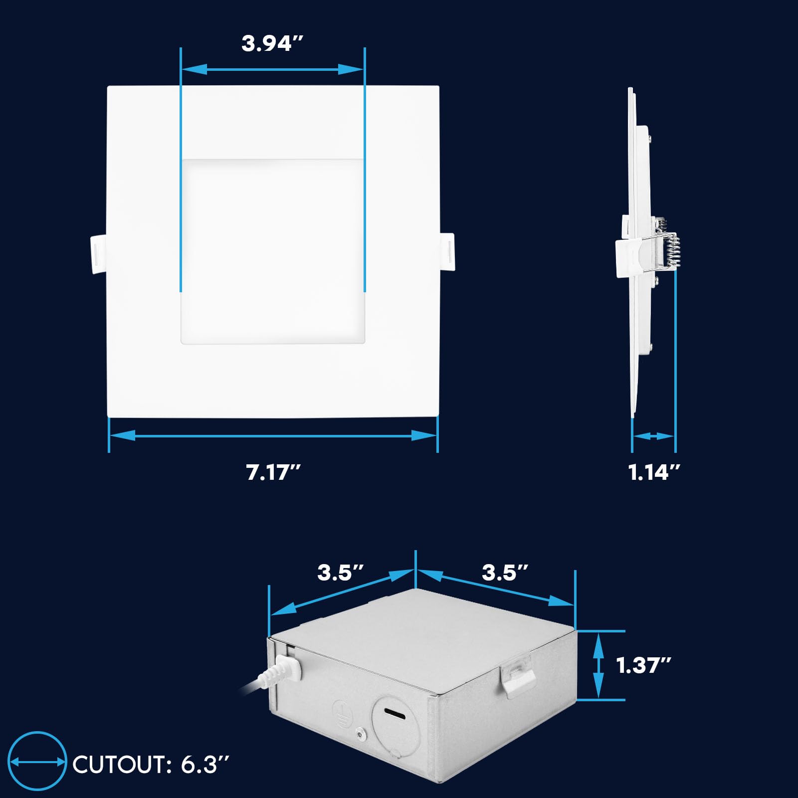 LUXRITE 12-Pack 6 Inch Square Smart LED Recessed Lighting, RGBW Color Changing, WiFi App Control, Voice Control with Alexa and Google Home, No Hub Required, 13W 1000LM, CRI 90, IC Rated, Wet Rated