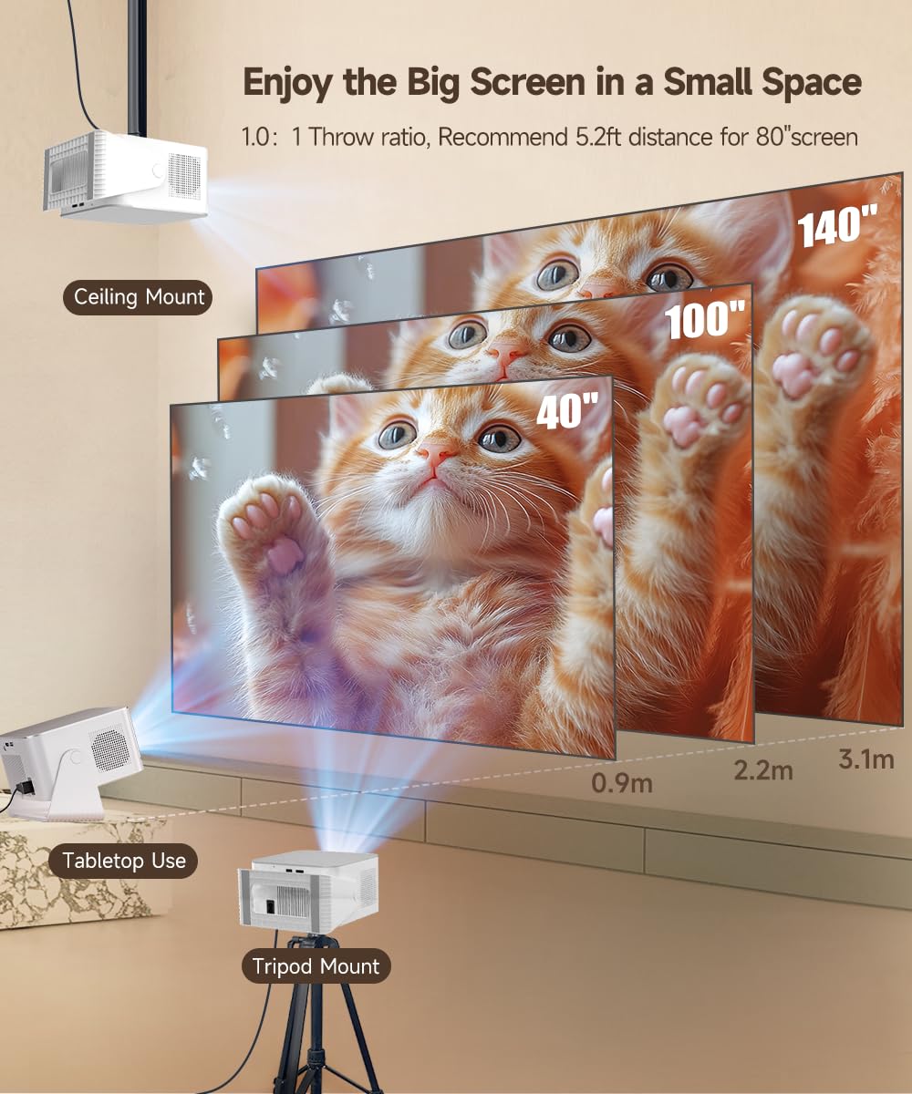 Native 1080P 600 ANSI Smart LED Projector HY350Max