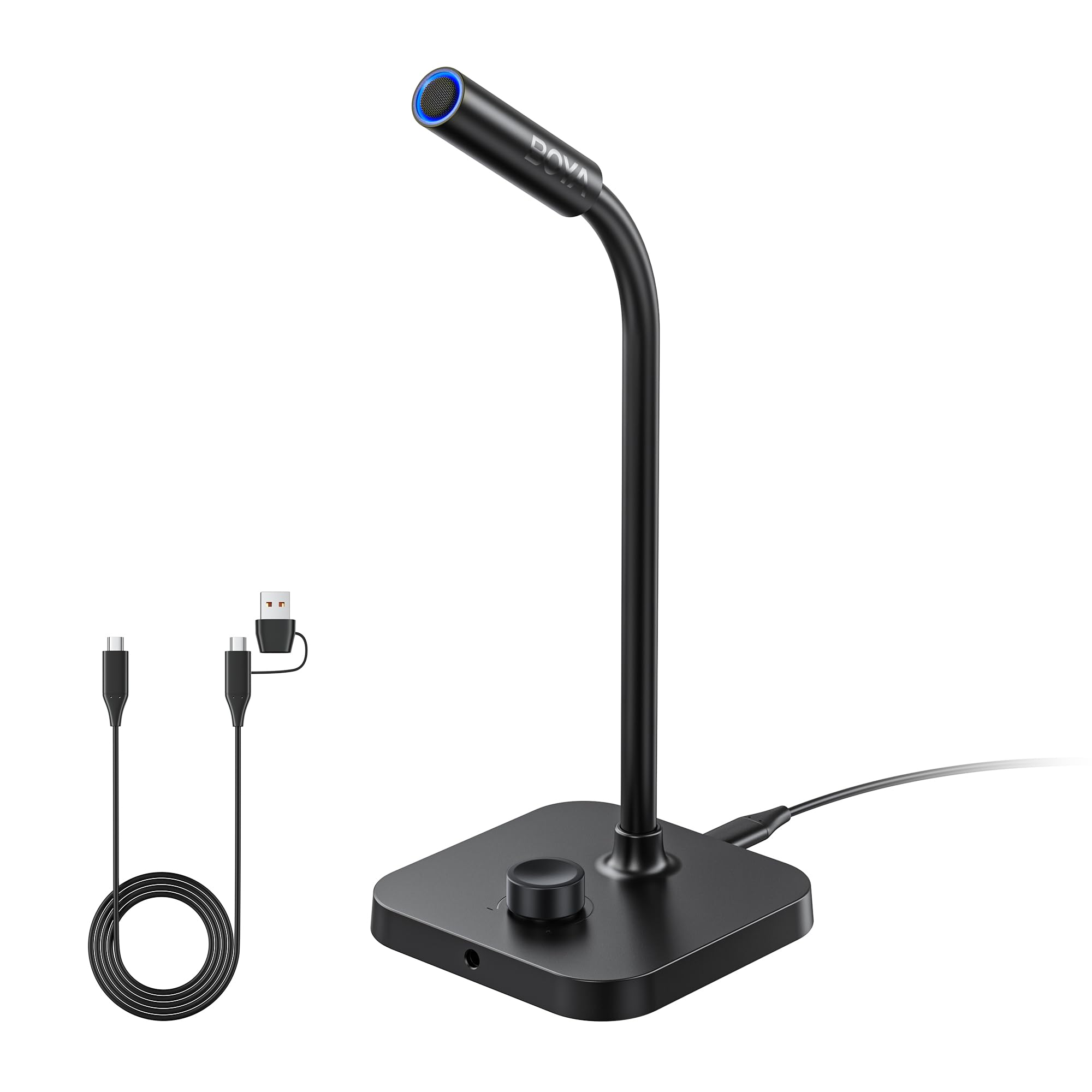 BOYA CM40 Computer USB Microphone for PC, Laptop, Mac & Phones with 192kHz/24-Bit, ENC Noise Cancellation, 0–30 dB Gain, One-Touch Mute, Headphone Monitoring, Gooseneck Microphone for Gaming Podcast