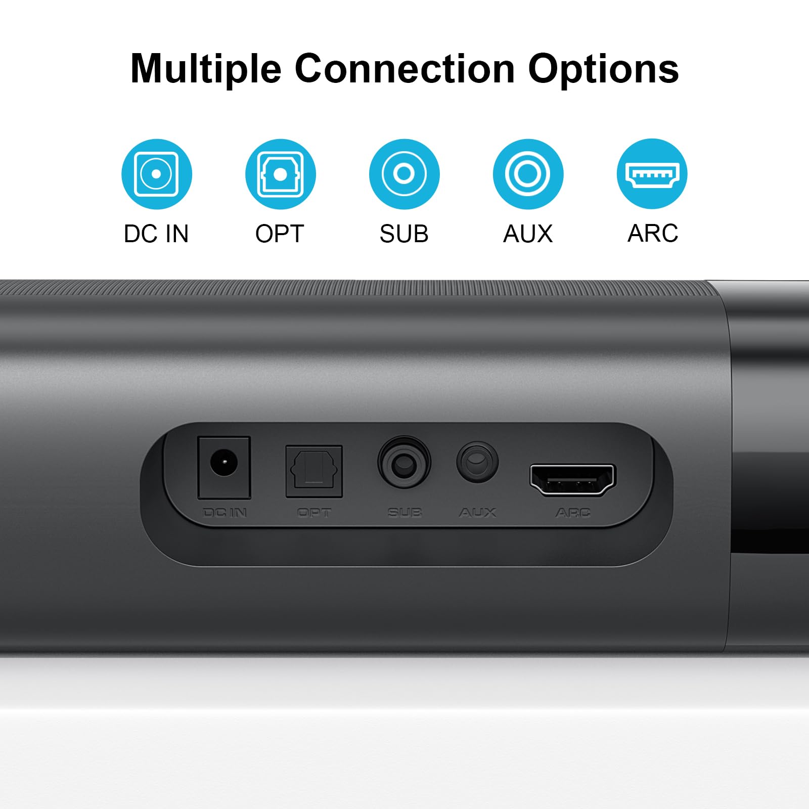 Assistrust Sound Bar with Subwoofer, 110W Sound Bar for Smart TV, with Deep Bass & Volume Boost & 3 Equalizer Modes, Bluetooth/ARC/Opt/AUX Connect, Detachable Soundbar for TV/PC/Gaming/Projectors