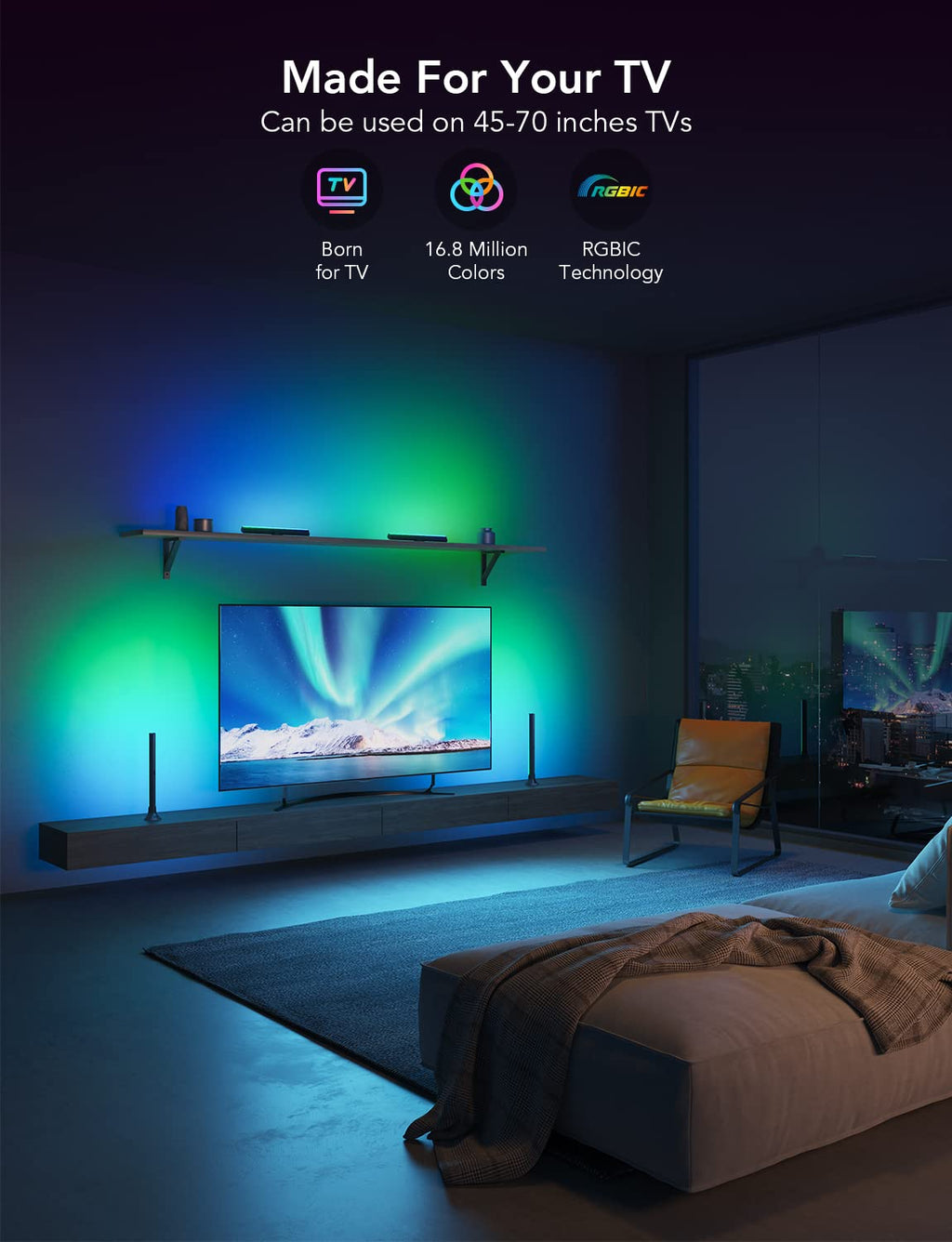 Barras de Luz RGBIC para TV de 15 Pulgadas