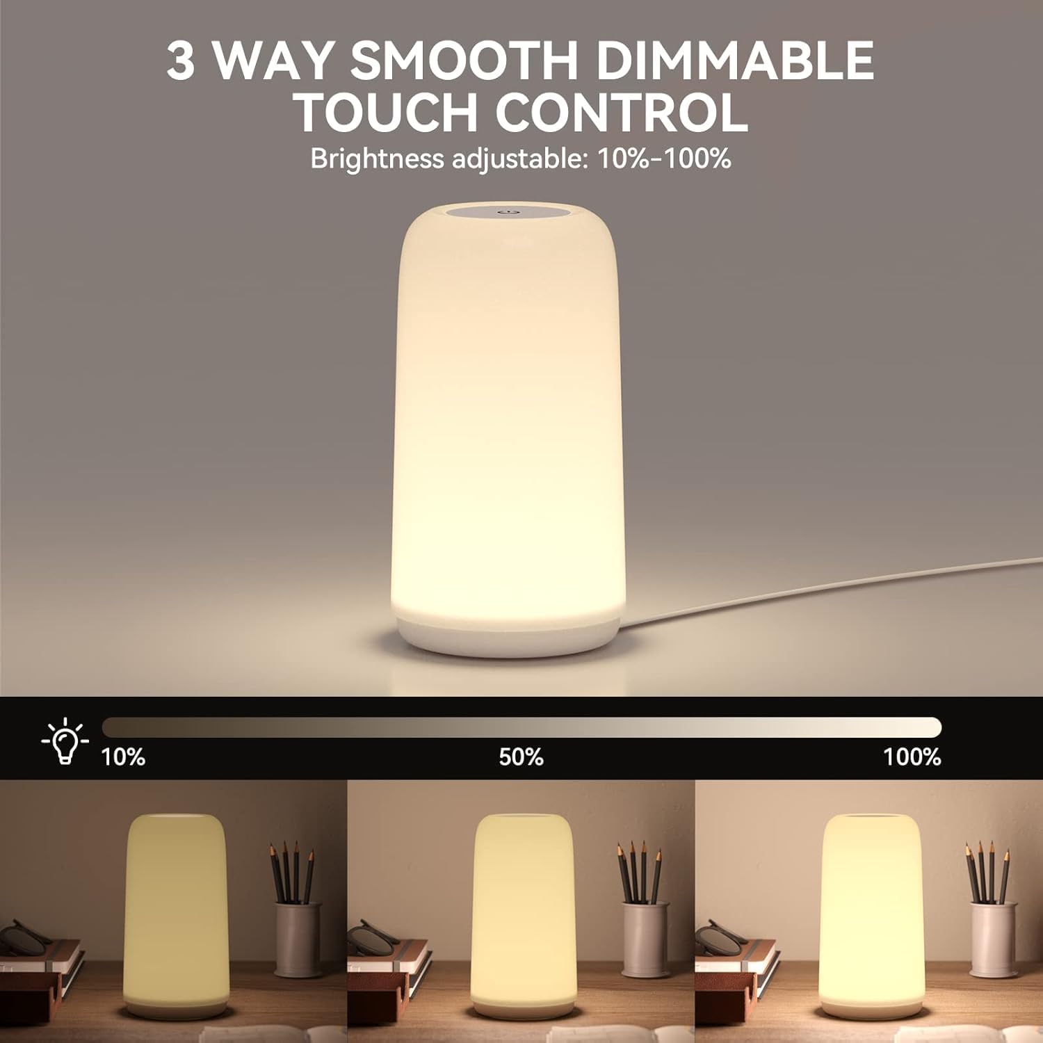 Schlanke RGB Touch Nachttischlampe mit dimmbarem Licht