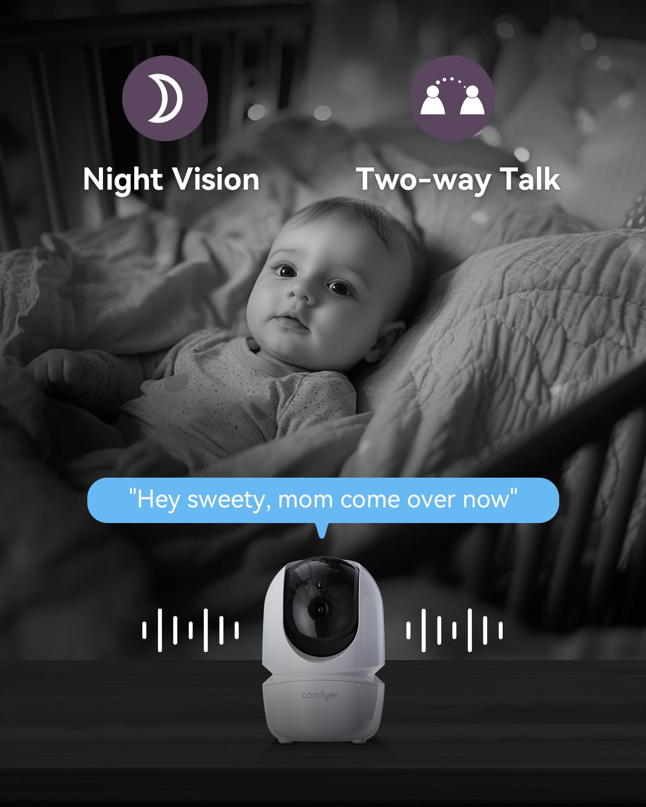 Comfyer 7" HD Baby Monitor mit 2 Kameras und Splitscreen
