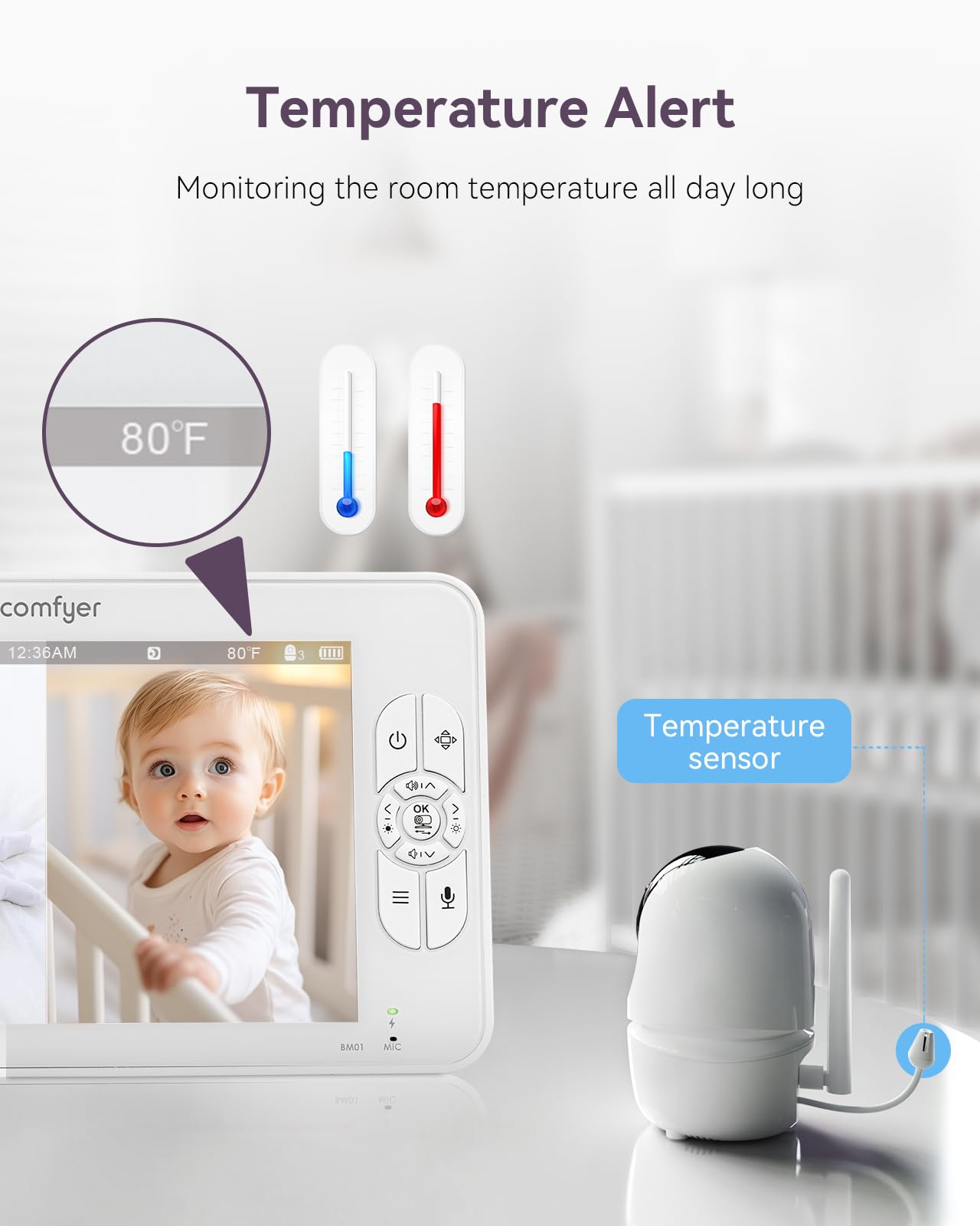 Comfyer 7" HD Baby Monitor mit 2 Kameras und Splitscreen