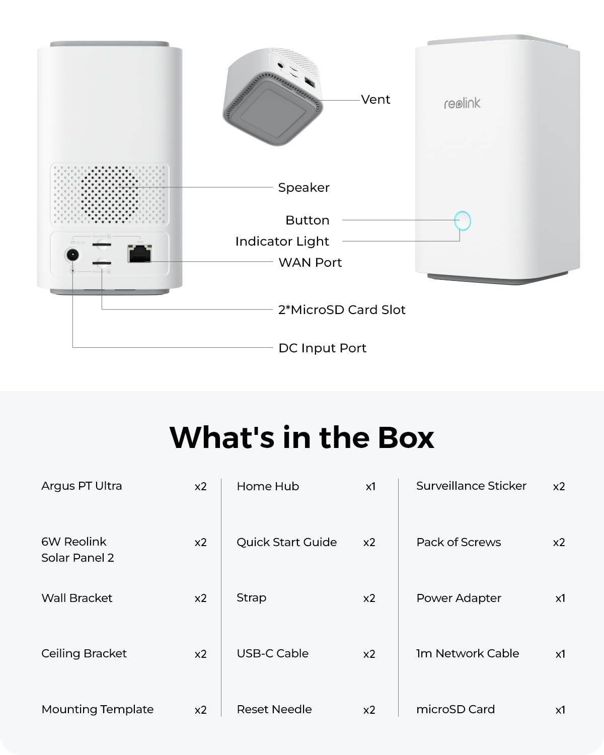 REOLINK 4K Security Cameras Wireless Outdoor System, Encrypted 1 Year Local Storage, Color Night Vision, 2.4/5GHz Wi-Fi, AI Detection, No Monthly Fee, Home Hub with 4X Eco Ultra+Solar Panel