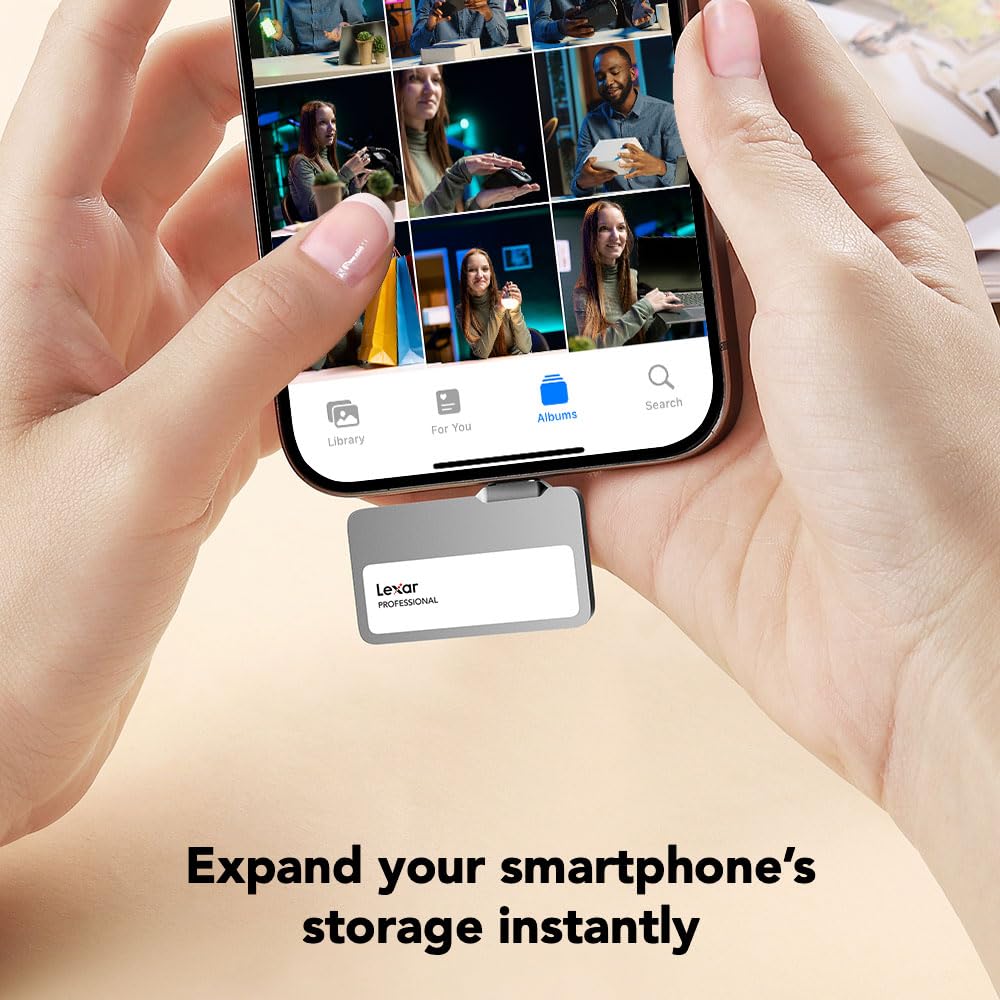 Lexar 1TB Professional Go Portable SSD, Supports Apple 4K 60fps ProRes, Up to 1050MB/s, USB 3.2 Gen 2, Rugged, IP65, Ultracompact, Compatible w/iPhone 15/16 (Not 17), External SSD (LSL400X001T-RNSNU)